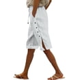 thumbnail image 2 of AHTJRT Cotton Linen Capris for Women Fashion Wide Straight Leg Side Button Capri Pants Casual 2026 Drawstrings Elastic Waist Trousers Gray S, 2 of 8