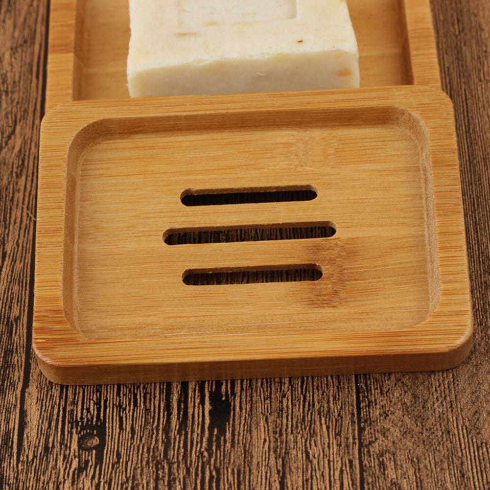 Natural Wood Wooden Soap Dish Storage Tray Holder Bath Shower Plate Bathroom 