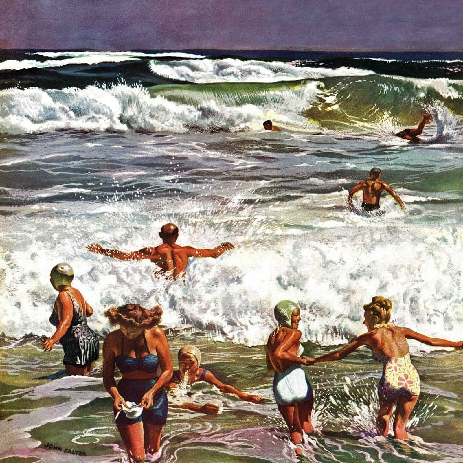 Marmont Hill "Surf Swimming" by John Falter Painting Print on Canvas