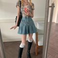 thumbnail image 4 of Minifalda vaquera informal para mujer, Falda plisada Harajuku de cintura alta, azul, ropa de viento de Japón y Corea, verano 2023, 4 of 5