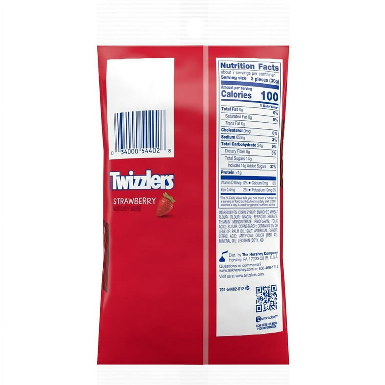 Twizzlers Twists Strawberry Flavored Candy - Strawberry - Low Fat, Trans Fat Free - 7 oz - 12 / Carton Twizzlers Twists Strawberry Flavored Candy - Strawberry - Low Fat, Trans Fat Free - 7 oz - 12 / Carton