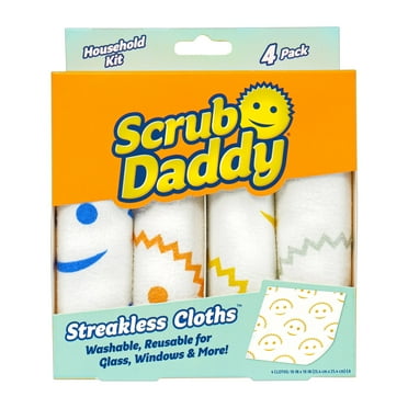 Scrub Daddy Streakless Dust Cloths, All Purpose for Glass, Kitchen, 4 Count, Multicolor