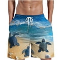 thumbnail image 2 of Ceisia Mens Big & Tall Sea Turtle Print Beach Shorts Drawstring Waist Quick Dry Swim Trunks For Summer Beach Vacation XXXXXL Blue Gifts for Father, 2 of 5
