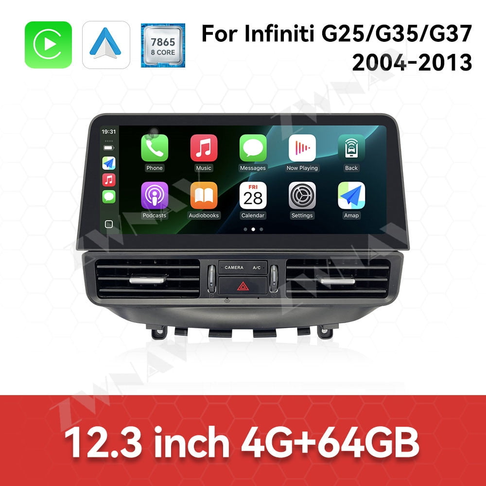 ZWNAV 12.3 inch Android 15 Car Radio for Infiniti G25;G35;G37 2004-2013 Car Multimedia Player Stereo Receiver Radio Carplay 4G GPS