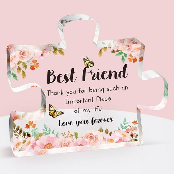 Gifts for Best Friend Acrylic Puzzle Plaque Friendship Gifts for Best Friend Bestie, Nice Desk Ornament Birthday Christmas Thanksgiving Gift Ideas for Friends