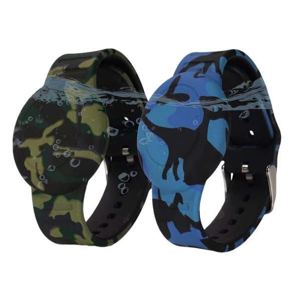 Suitable for AirTag GPS tracker silicone holder, 2-piece waterproof wristband set for children, with safety and anti loss protection