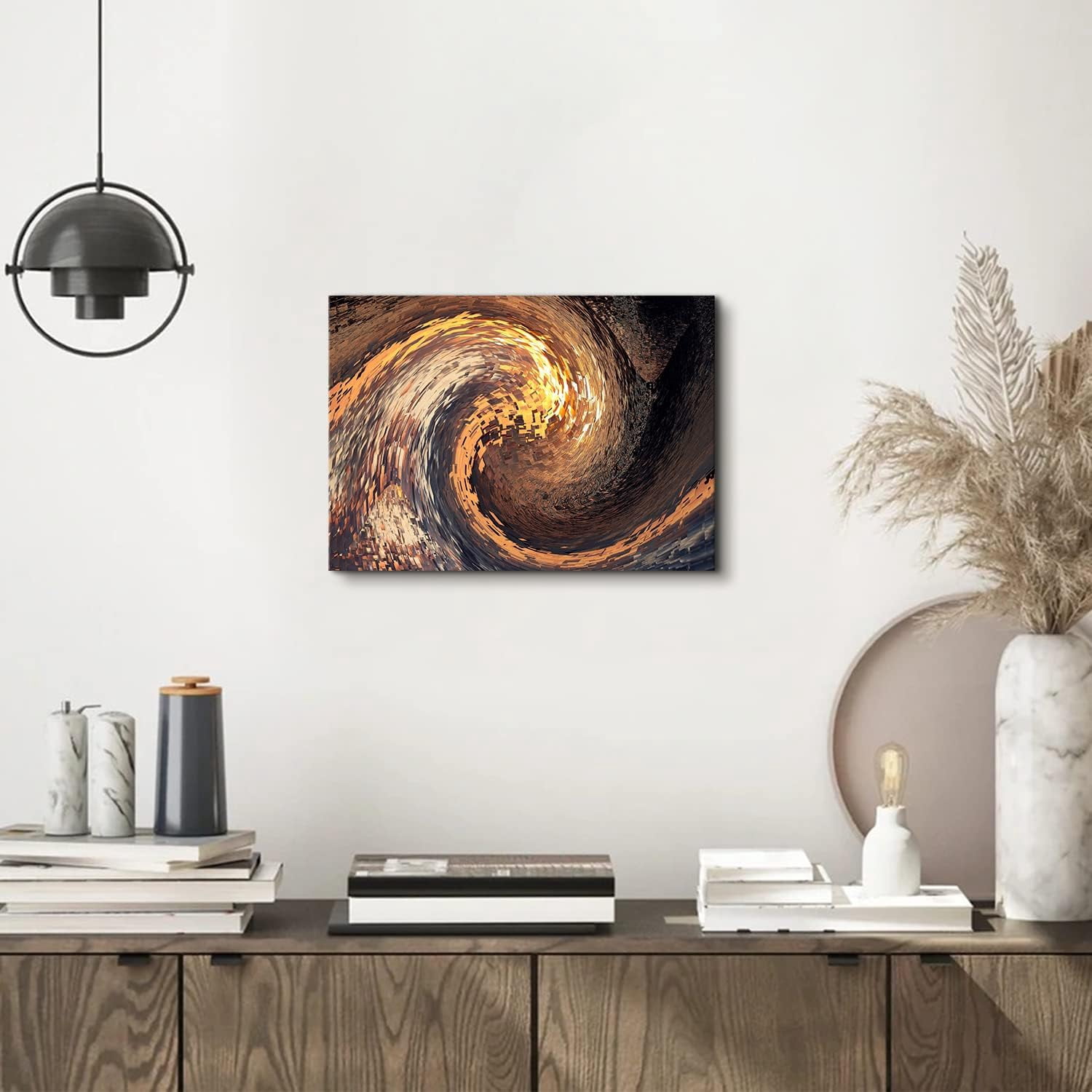 Black and Gold Wall Art Abstract Ocean Wave Wall Decor Abstract Geometric Sea Wave Canvas Prints Paintings Geometry Pictures for Bathroom Living Room 12x16\u201d Modern Artwork Home Decorations