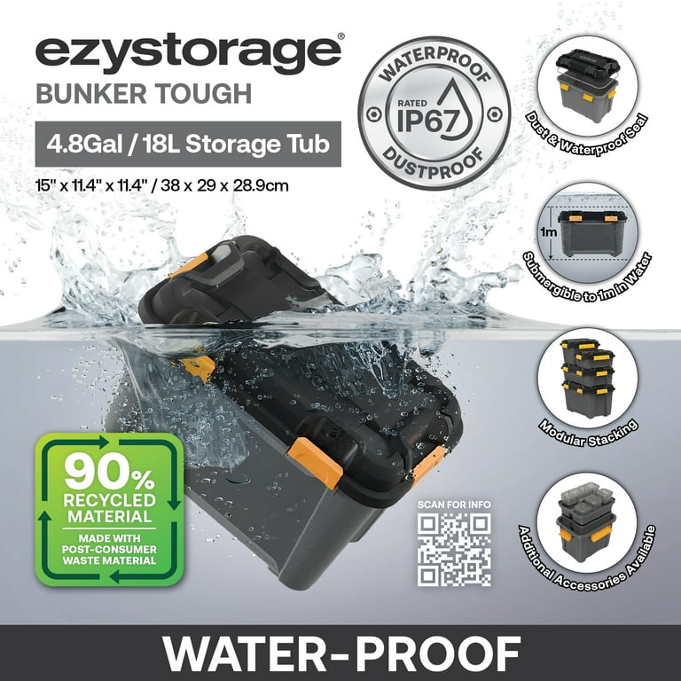 6 Pack - Ezy Storage 18L Bunker Tough Storage Tub - Walmart.com