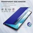 thumbnail image 3 of Phone Case for Samsung Galaxy S22 5G Case, Smart Clear View Window Luxury Slim Mirror for Galaxy S22 Case with Kickstand, Leather Hard PC Flip Shockproof Protective Cover Samsung S22 Case, Blue, 3 of 7