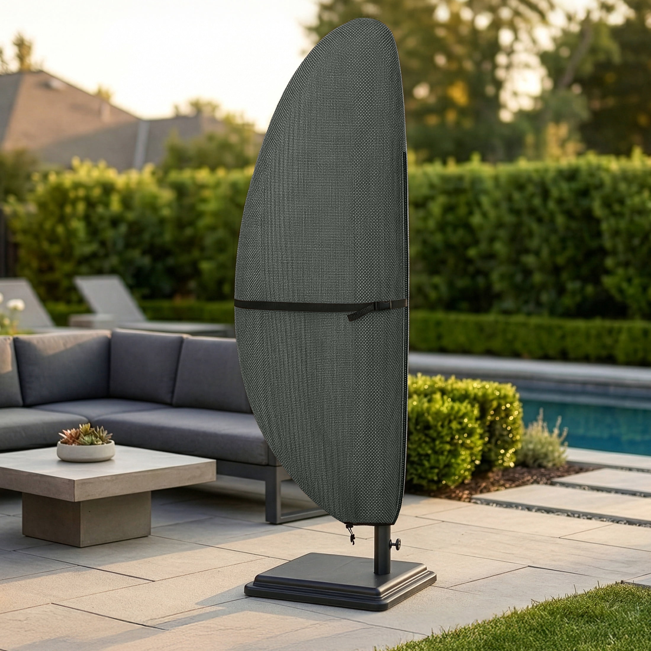 Pure Garden Waterproof 14ft Round or 12ft Square Offset Cantilever Umbrella Cover, Gray