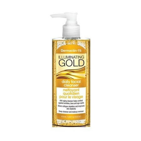 Dermactin-TS Daily Illuminating Gold Facial Cleanser 5.85 oz. - Anti-Aging, Combats Wrinkles, Lines & Age-Spots, Slows Collagen Depletion, Improves Skin Elasticity, Refreshing & Makeup (Best Drugstore Makeup For Wrinkles)