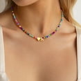 thumbnail image 2 of Turandoss Heart Initial Necklaces for Women 14K Gold Plated Colorful Beaded Pendant Choker Jewelry Birthday Teacher Appreciation Mothers Day Graduation Gifts for Her Mom Kids Teen Girls Wife Ideas, 2 of 9