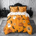 thumbnail image 3 of Erosebridal Cartoon Ghost Bats Queen Bedding 7pcs,Halloween Spooky Animal Bedding Comforter Set Queen,Orange,Reversible, 3 of 6