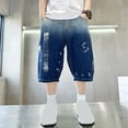 thumbnail image 4 of WOYY Boys Gradient Jean Shorts Elastic Waist Loose Denim Shorts with Pockets, Sizes 5-16, 4 of 6