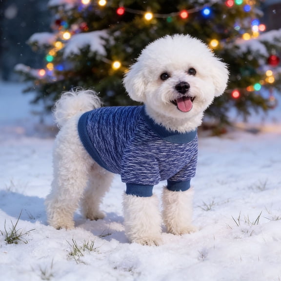 Dog Pullover Sweaters for Small Medium Thermal Knitted Puppy Sweater with 2 Legs Pet Winter Fleece Clothes Sweatshirt Outfit Warm Soft Winter Coat for Cat Chihuahua Bulldog Dachshund Pug Dark Blue,M