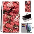 thumbnail image 5 of Jiahe Cover Galaxy S22 Ultra Case, Shockproof Pattern Faux Leather Folio Flip Wallet Cover with Card Slot Holder Kickstand Phone Case, Rose Garden, 5 of 5