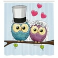 thumbnail image 3 of Ambesonne Owl Shower Curtain, Cartoon Married Couple Fun, 69"Wx84"L, Purple Blue Pink, 3 of 3