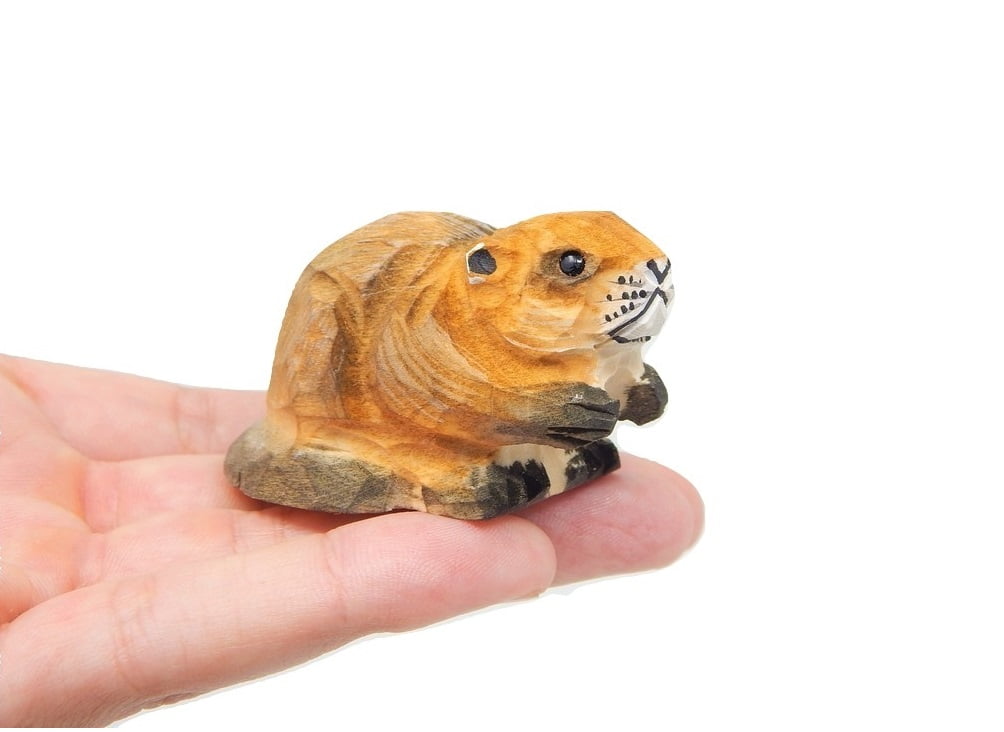 Miniature Hand-Made Wooden Bird Art Figurine Small Animals American Goldfinch 