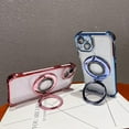 thumbnail image 3 of 360° Rotatable Magnetic Ring Stand for iPhone 15 Plus Case, [Compatible with Magsafe] Protective Case with Stand & Ring Holder, Luxury Transparent Women Case for iPhone 15 Plus, Blue, 3 of 12