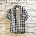 thumbnail image 2 of Camisas de los Hombres de Manga Larga Casual Botón de Comprobación Bolsillo Solapa Camisa de Moda, Poliéster Cuadrado, 2 of 9