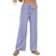 thumbnail image 1 of Amzcrzy Pantalones Mujer A Rayas Informales Cintura Alta Cordón Elástico Tipo Bóxer Cómodos Holgados Anchos Con Bolsillos Tallas S-2XL Azul, 1 of 9