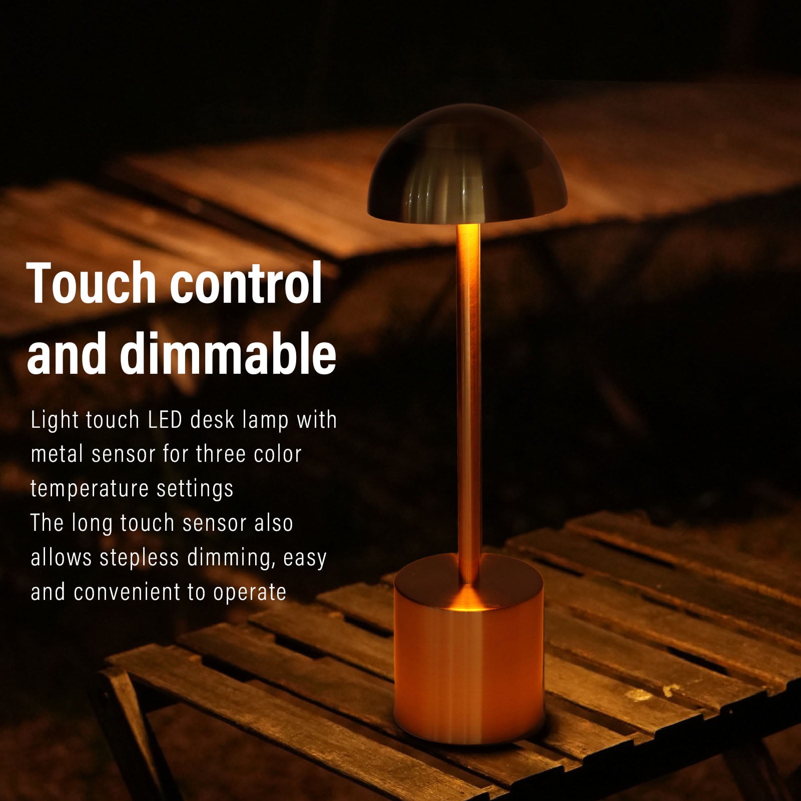 Lampe De Table LED Sans Fil - Cristal, Dimmable, 3 Couleurs, Avec Ports USB De Charge