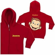 Personalized Curious George Funny Face Kids' Red Zip-Up Hoodie