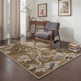 thumbnail image 3 of 2x7 Area Rugs for Hallway Laundry Room Bedroom Bathroom, Machine Washable Non Slip Low Pile Runner Rug, Indoor Print Carpet for Entryway Corridor Home Office, Birds Vines Pattern, Dusky Brown, 3 of 4