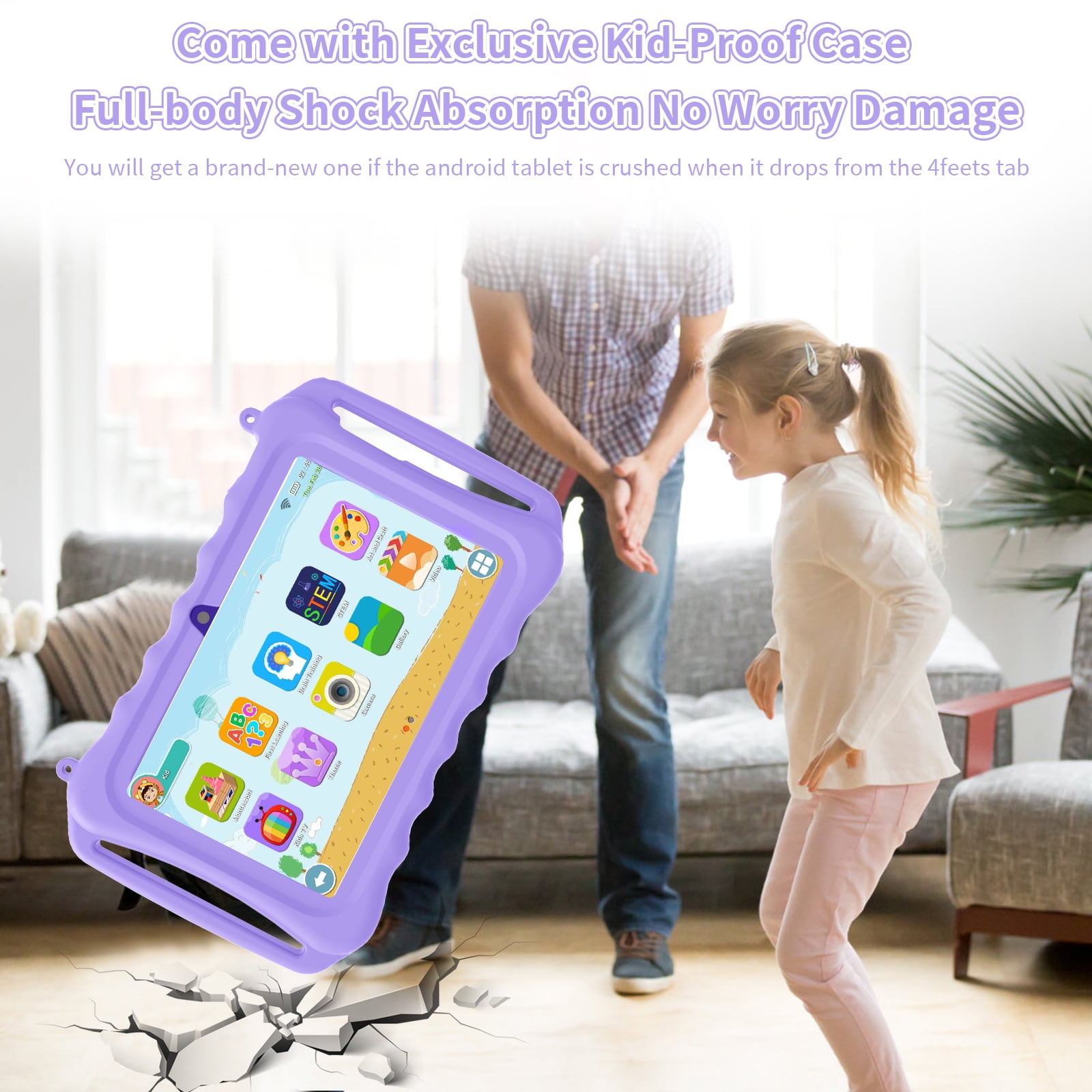 Android 11 Kids Tablet 7-inch 32GB Google Play KidTablet iWawa APP Pre-loaded with kidproof box Learning Education Netflix Youtube