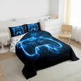 thumbnail image 3 of Homewish Cartoon Game Console Queen Comforter Set for Kids, Neon Blue Lightning Bedding Sets, Modern Video Gaming Lover Reversible Bedding Comforter Set, Luxury Bedroom Decor, 3 Pieces, 3 of 8
