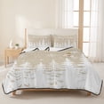 thumbnail image 3 of Quilts Twin XL Size Bedding Set, Christmas Trees Lightweight Quilted Comforter, Winter Xmas Snowflakes Pine Beige Brown Soft Reversible Bedspread Coverlet with Pillow Covers for All Season, 68" x 98", 3 of 9