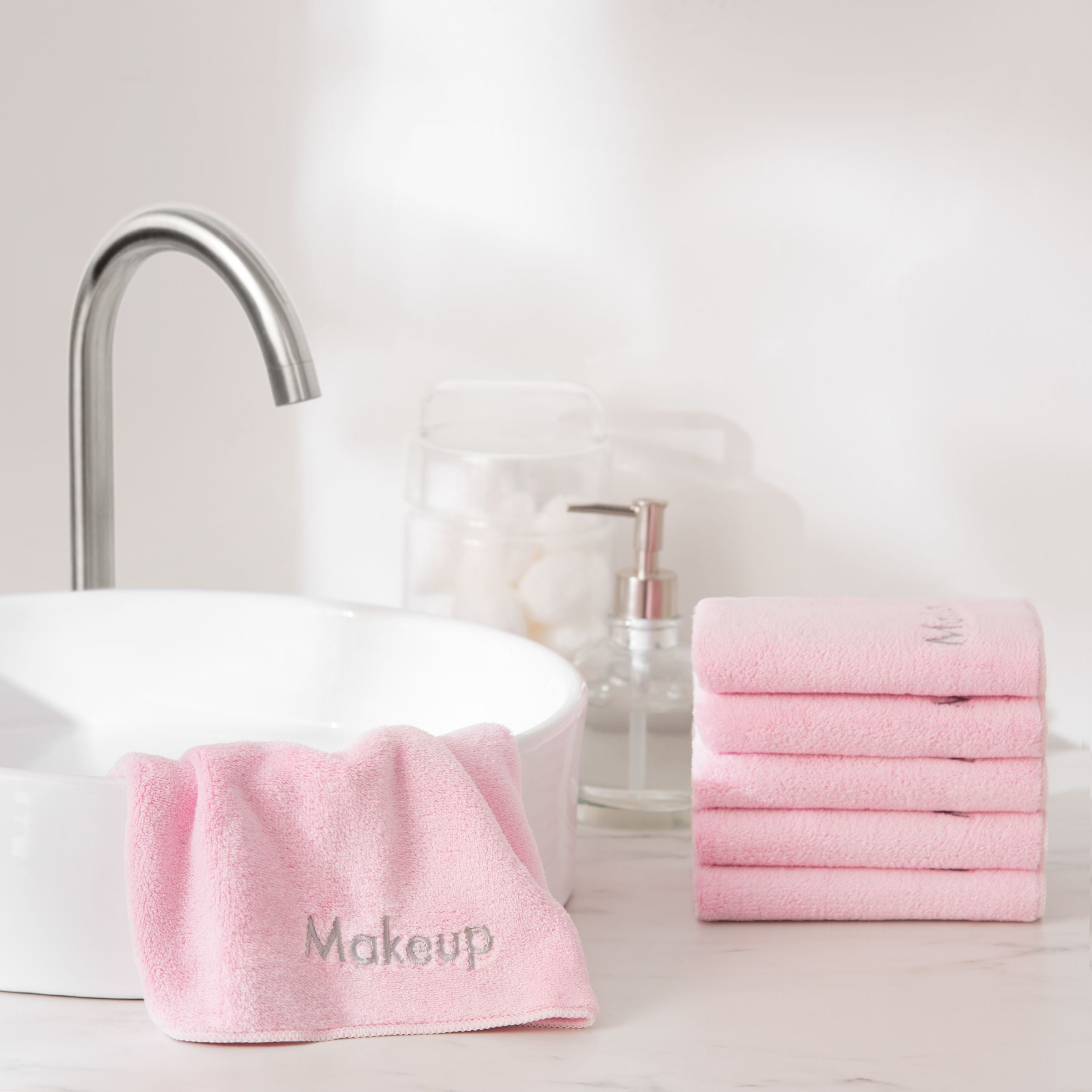 Arkwright Makeup Remover Wash Cloth - Coral Fleece Microfiber Face Towels - 13 x 13 in. - (Bulk Case of 108) Pink