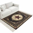 thumbnail image 4 of Western Stars Brown Washable Area Rug 3'x5',Farmhouse Country Vintage Wood Grain Woven Cotton Tassels Kitchen Rugs,Non Slip Indoor Door Mat Throw Carpet for Entryway Living Room Nursery Laundry Room, 4 of 9