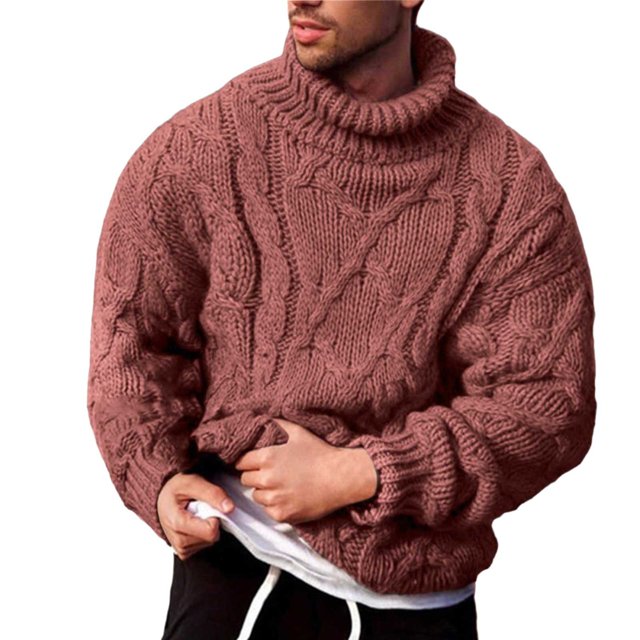 Gibobby Suéter ligero hombre Camisetas Básicas de Cuello de Tortuga para Hombre Camisetas Casuales de Punto de Algodón(Rojo,M)