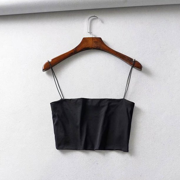 Para Mujer Top Corto de Algodón, Camisola Elástica y sin Mangas, Sexy, Ideal para Verano, 2022