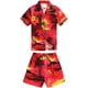 Matching Boy and Girl Siblings Hawaiian Luau Outfits in Sunset Red and Blue – image 4 sur 4