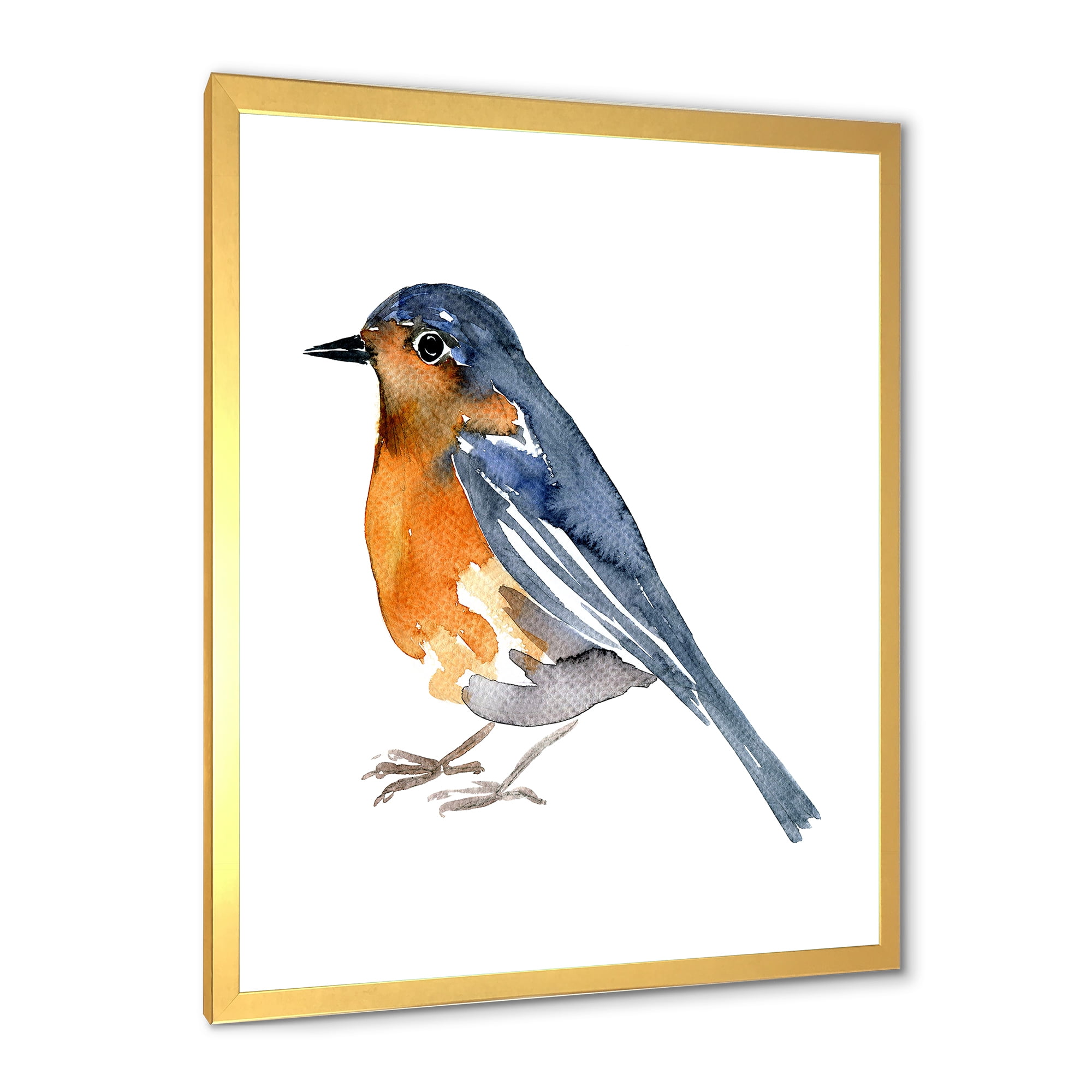 Designart 'Ancient Orange Bird' Traditional Framed Art Print