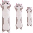 thumbnail image 4 of Lindo muñeco de gato de peluche, almohada de felpa, juguetes de muñeca, animales de peluche de gato suave, almohada larga, juguetes para gatitos para niños, novia, gris, 4 of 5