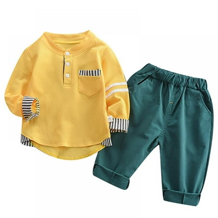 

URMAGIC Toddler Baby Boys 2-Piece Suits Long Sleeve Shirts and Pants Outfits Set 0-4 Years