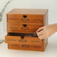 thumbnail image 2 of Retro Multi-layer Wooden Desktop Drawer Storage Box Cabinet Organizer Supplies, 2 of 9