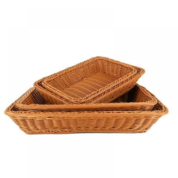 Handmade Rectangle Rattan Serving Tray for Bread Fruit, Decorative