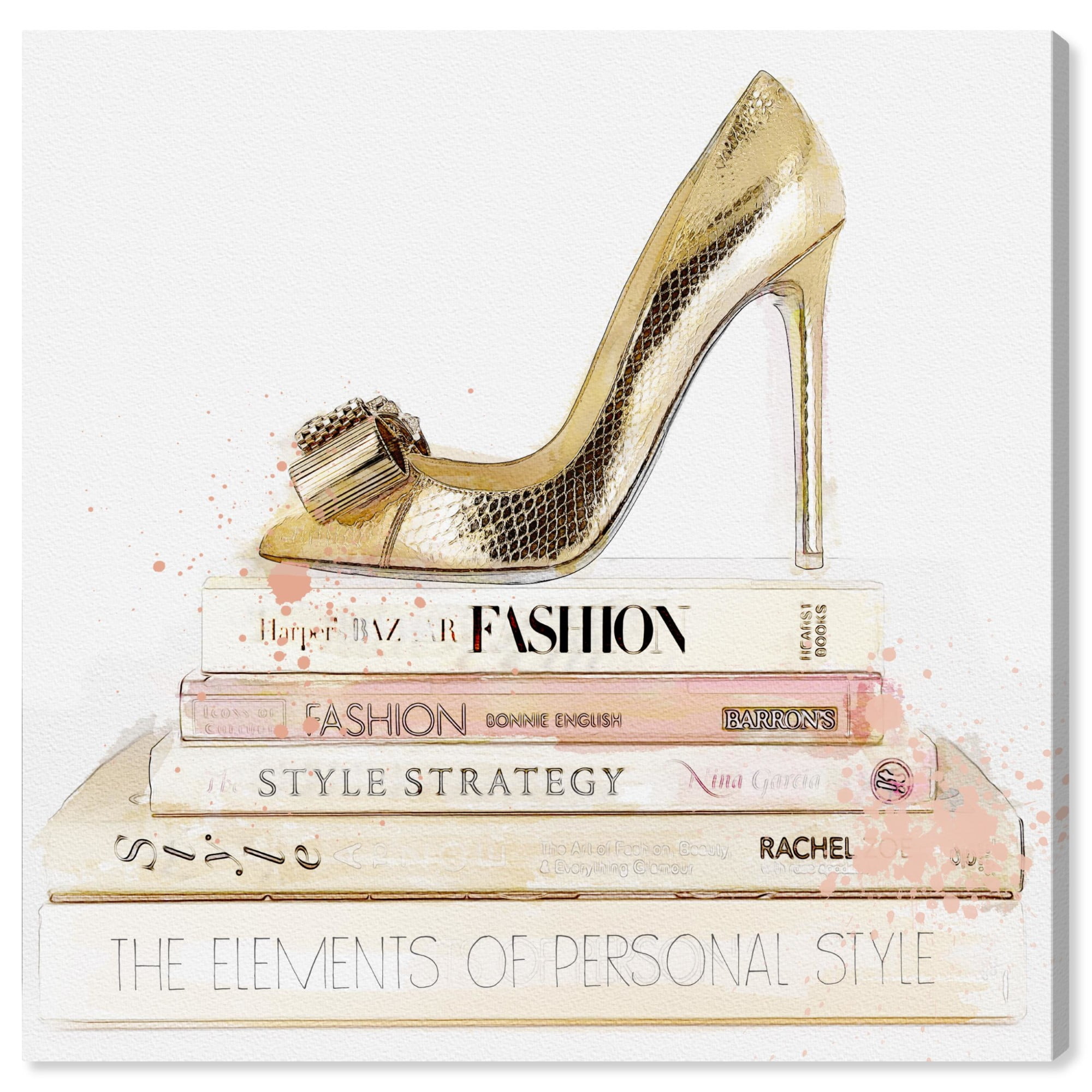 Runway Avenue Fashion and Glam Wall Art Canvas Prints 'Gold Shoe and ...