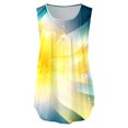 thumbnail image 2 of Gibobby Top de chaleco estampado de flores coloridas con cuello en V y botones simples informales de verano para mujer(Amarillo,G), 2 of 3