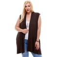 thumbnail image 1 of Pastel by Vivienne Women's Sleeveless Cardigan in Plus Size Brown XXX-Large, 1 of 4
