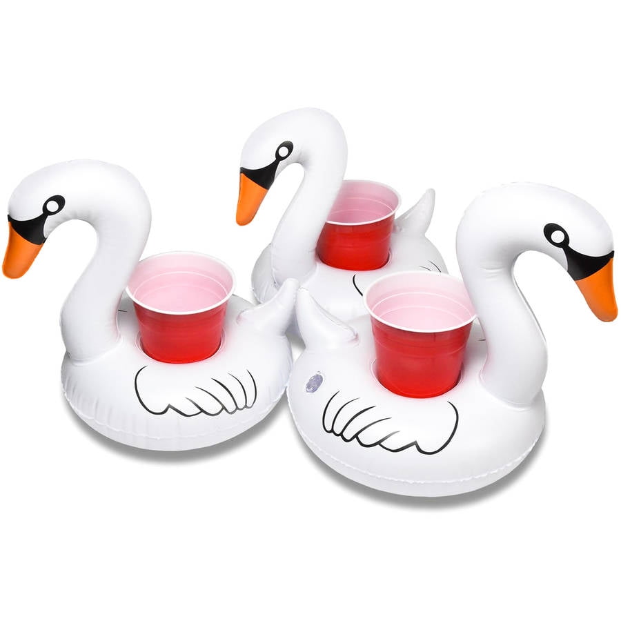 GoFloats Inflatable Swan Drink Holder (3 Pack), Float your drinks in style