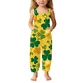 thumbnail image 3 of DGMIOCS Girls St. Patrick's Day Sleeveless Jumpsuit with Pockets Boho Floral Printed Cute Outfits Yellow 9-10Y, 3 of 6