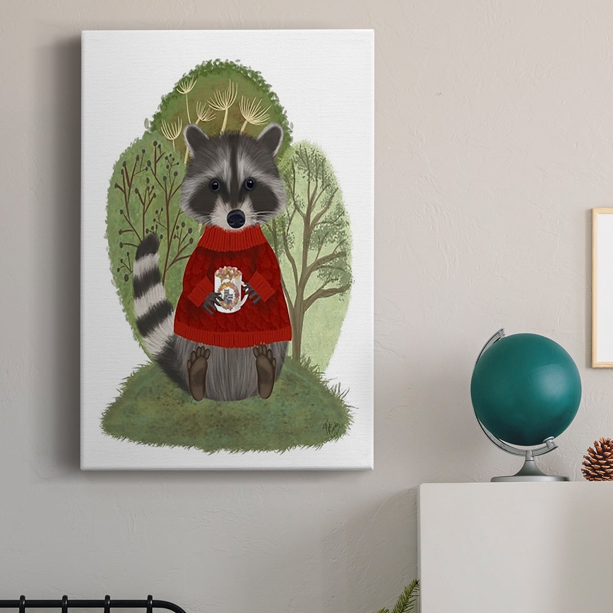 Hot Chocolate Raccoon Premium Gallery Wrapped Canvas - Ready to Hang