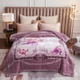 thumbnail image 7 of WOOW DEPOT Twin Full Heavy Fleece Bed Blanket 1 PCS, 6.61 lbs 70.8" x 86.6", Reversible Thick Floral Print Soft Warm Mink Blanket Elegant, Lavender Orchid, 7 of 7