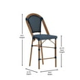 thumbnail image 5 of BizChair Set of 2 Stackable Indoor/Outdoor Bistro 26" High Counter Height Stools, Commercial Grade, Navy/White and Bamboo Finish, 5 of 12