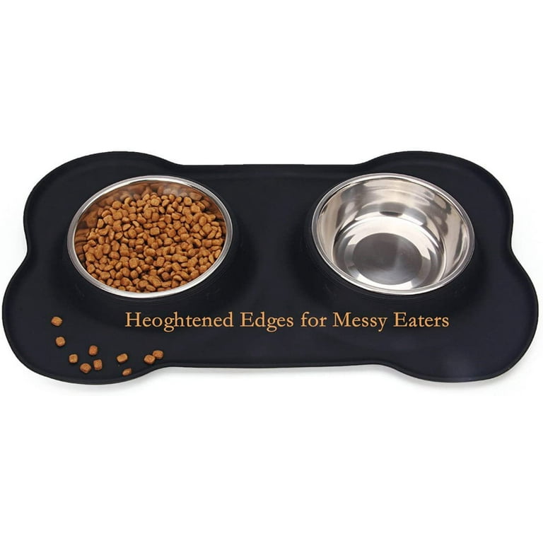 Hubulk Pet Dog Bowls 2 Stainless Steel Dog Bowl with No Spill Non-Skid  Silicone Mat + Pet Food Scoop Water and Food Feeder Bowls for Feeding Small